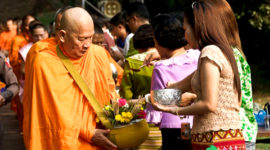 Women are not allowed to give directly to the monks